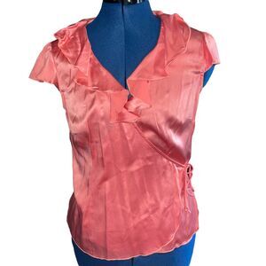 trina turk Y2K silk peach blouse size medium